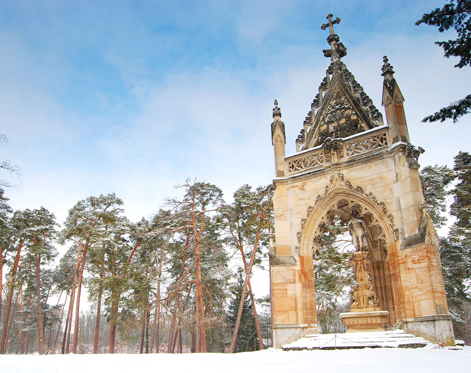 Kaple sv. Huberta v zimě